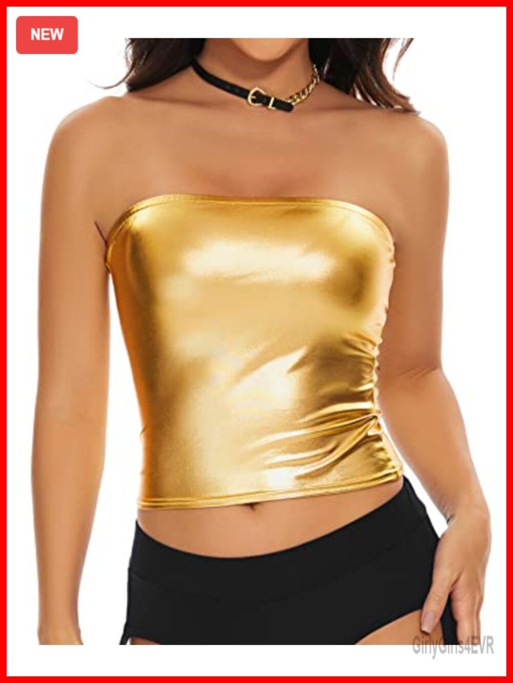 Metallic Crop Tube Top Strapless Bandeau Shiny Rave Festival Dance